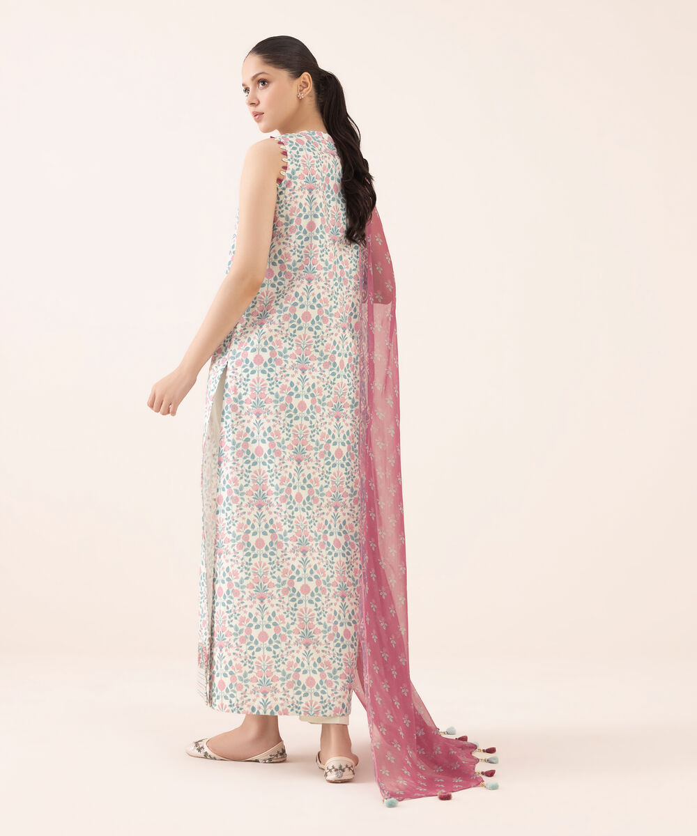 Women's Unstitched Cotton Embroidered Multi Three Piece Suit