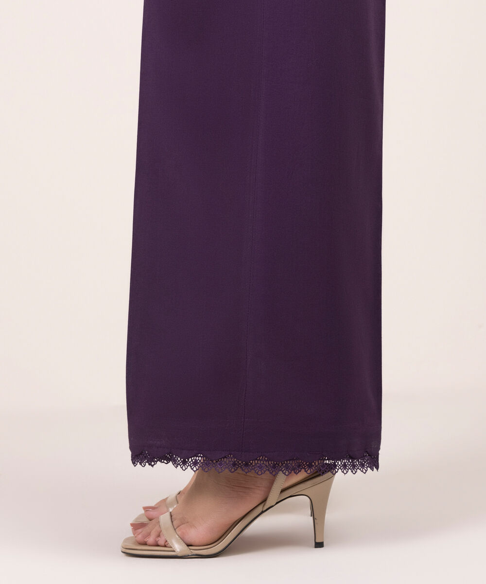Women's RTW Lawn Solid Purple Culottes