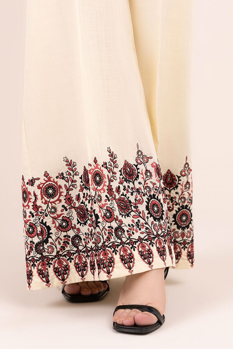 Embroidered Crosshatch Flared Pants
