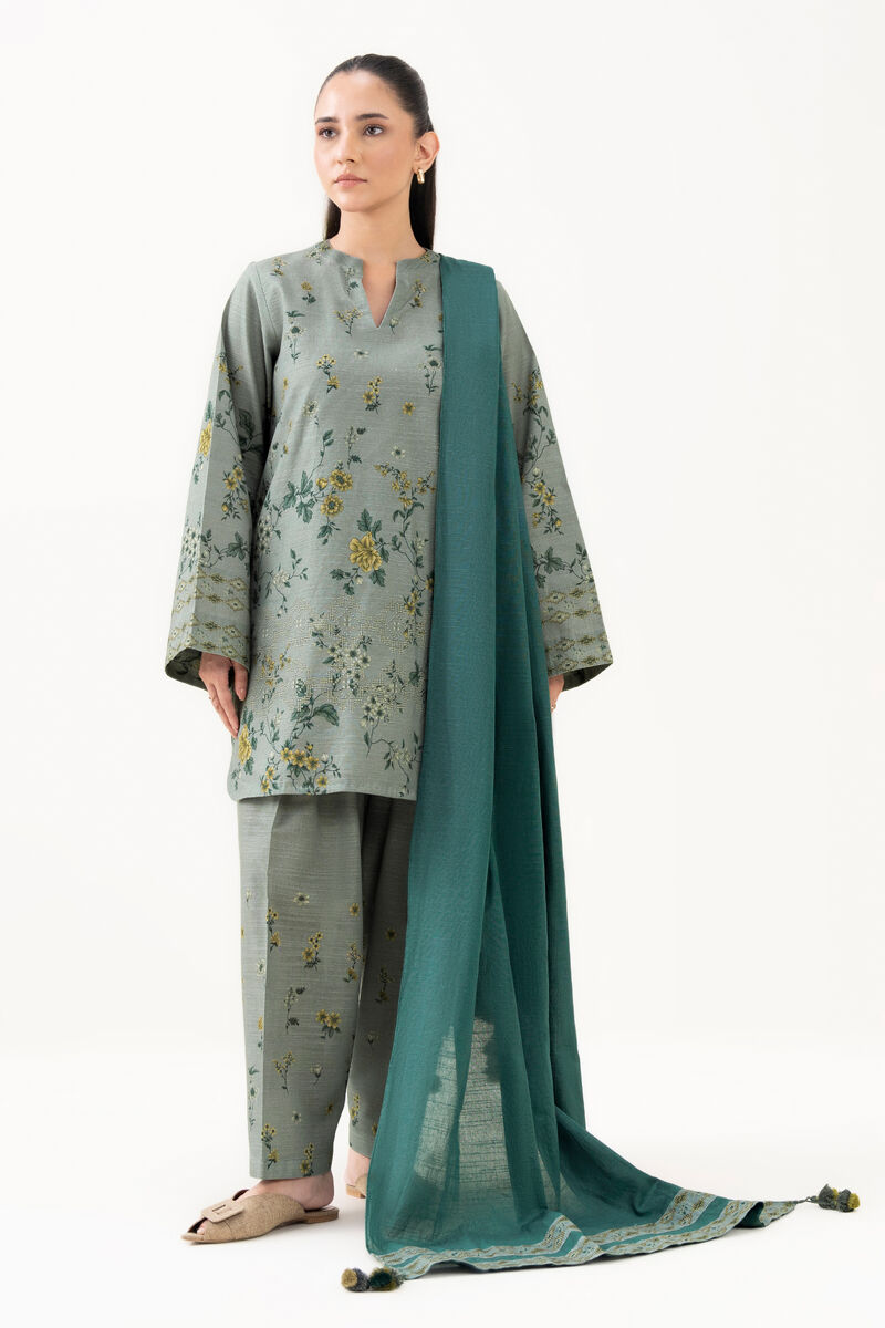 3 Piece - Printed Cotton  Suit