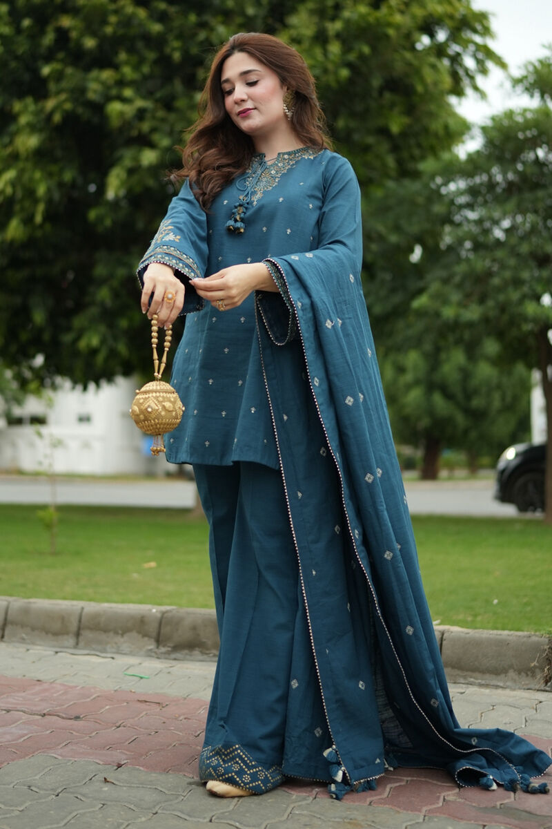 3 Piece - Embroidered Cotton  Suit