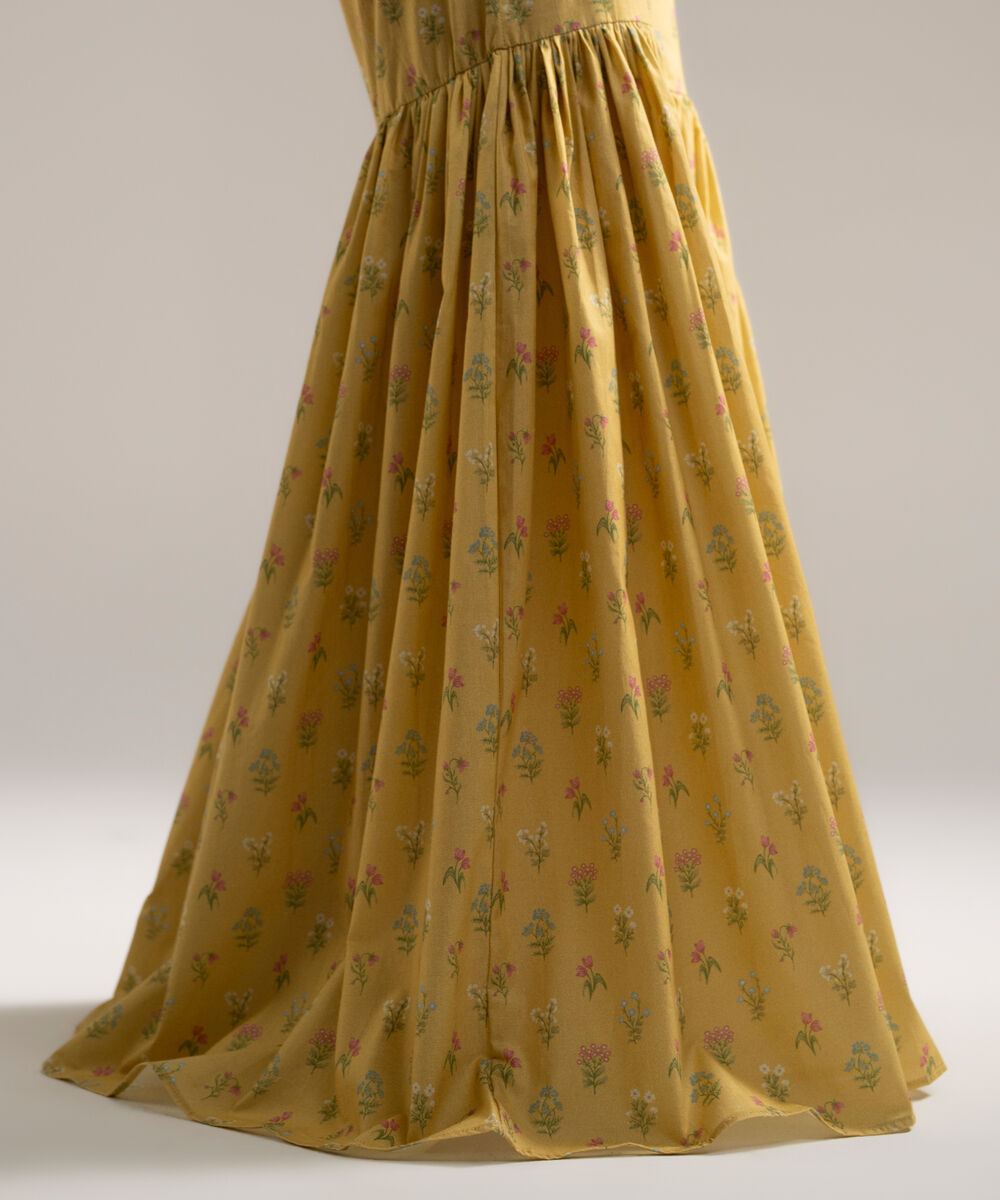 Women's RTW Cambric Printed Yellow Gharara