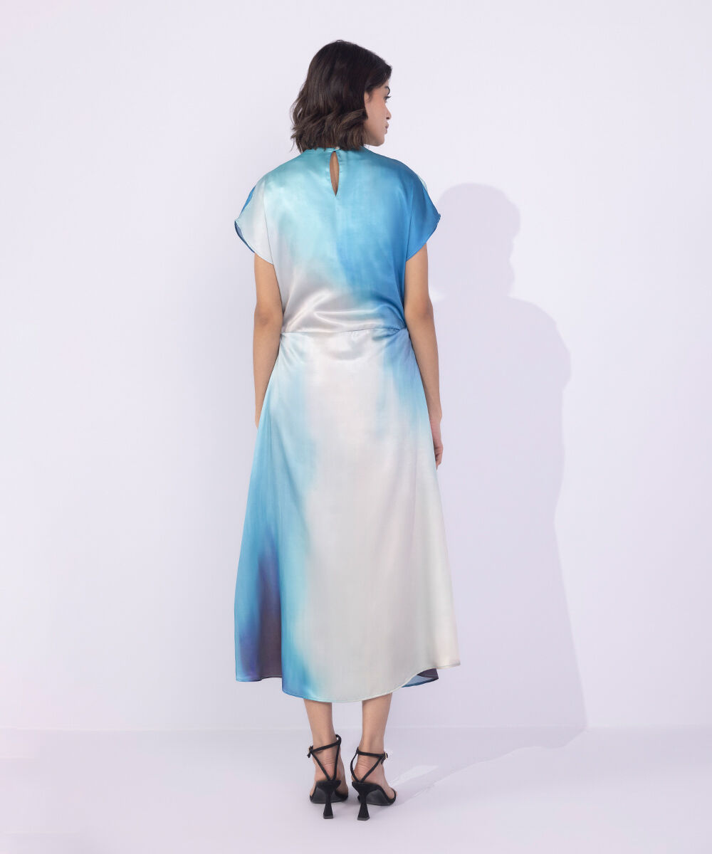 Women's Western Wear Multi Printed Midi Satin Dress