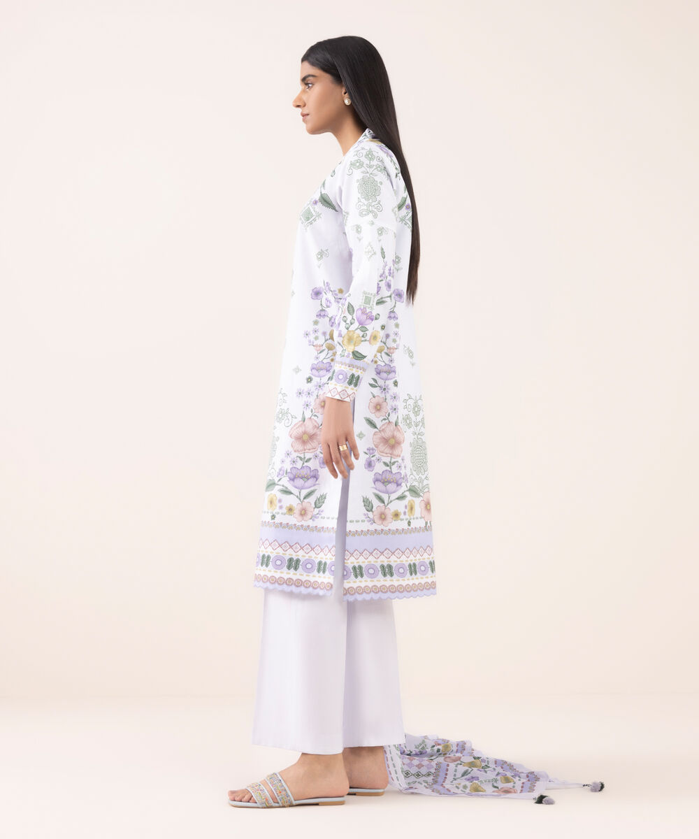 Women's Unstitched Cotton Printed Three Piece Suit