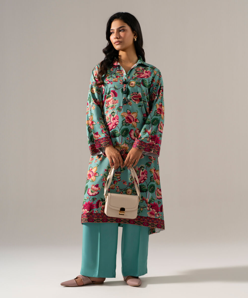 Women's RTW Viscose Marina Printed Blue 2 Piece Suit
