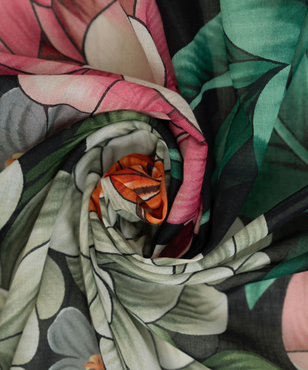 Fine Volie Black Printed Dupatta