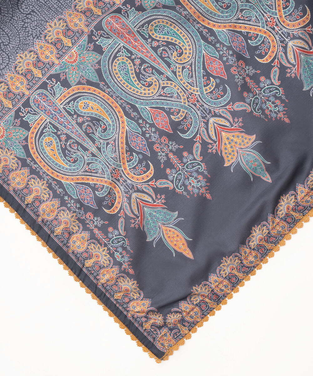 Women's Textured Silk Purple Printed Dupatta