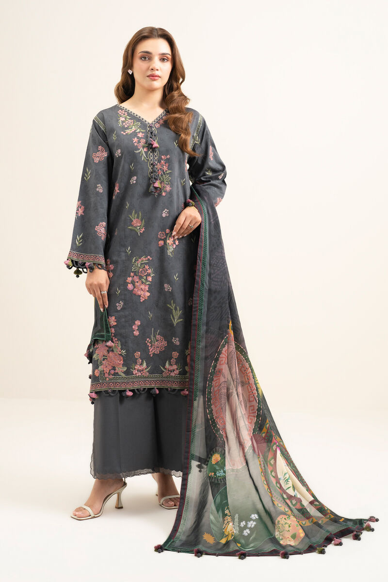 3 Piece - Embroidered Cotton Jacquard Suit