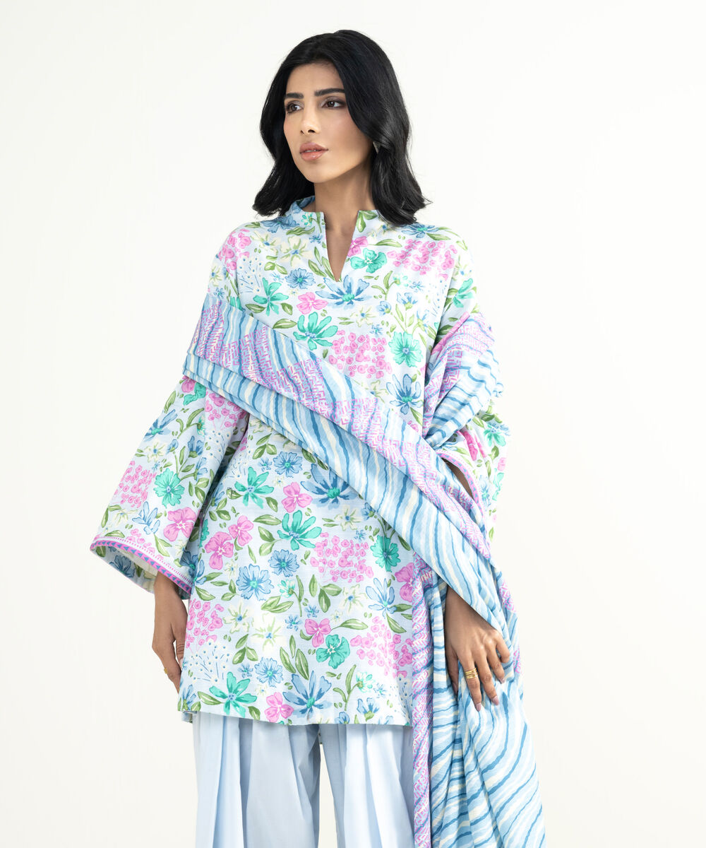 Women's Unstitched Lawn Multi Embroidered 3 Piece Suit