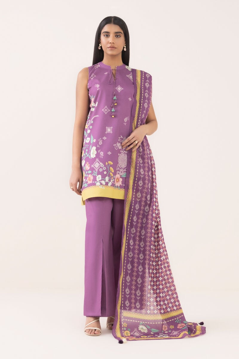 3 Piece - Printed Cotton Suit