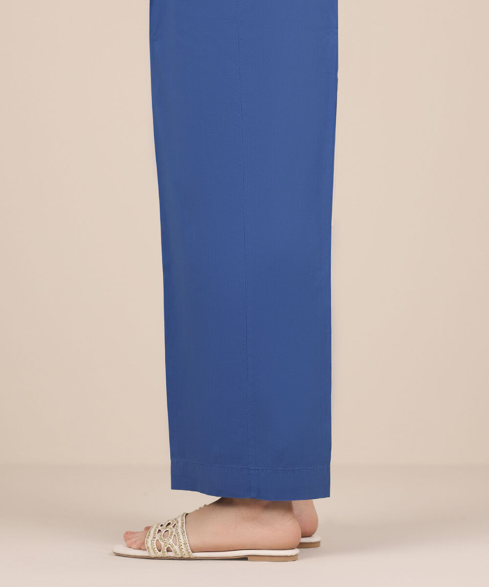 Women's RTW Cotton Viscose Blue Solid Culottes