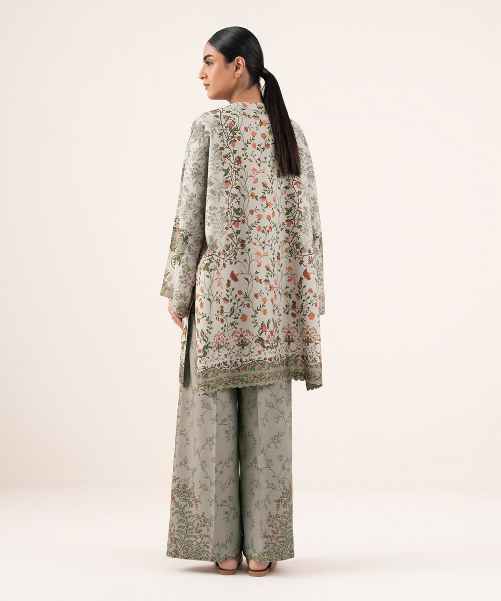 Women's Unstitched Viscose Khaddar Grey  3 Piece Suit