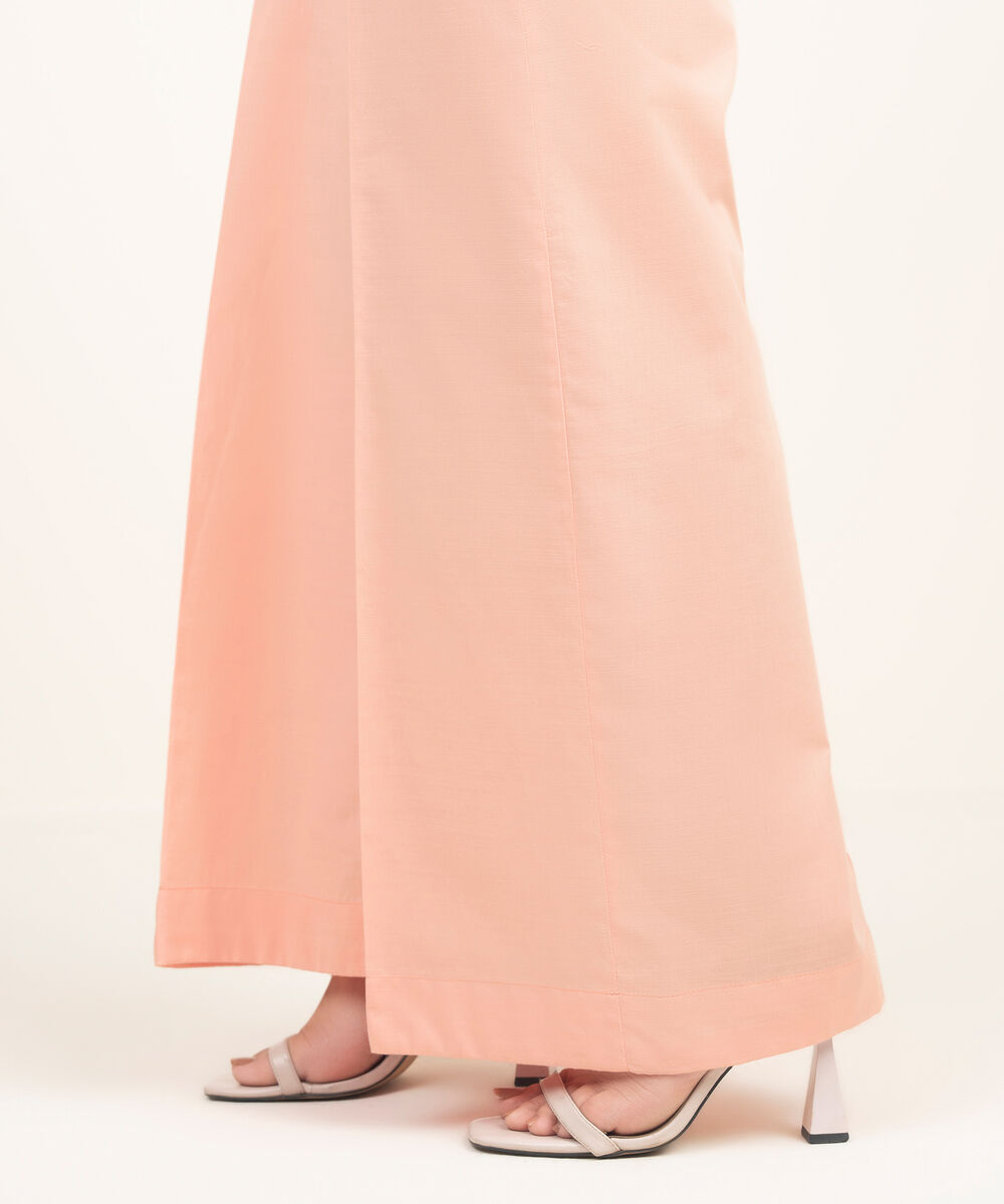 Women's RTW Cambric Solid Pink Flared Pants