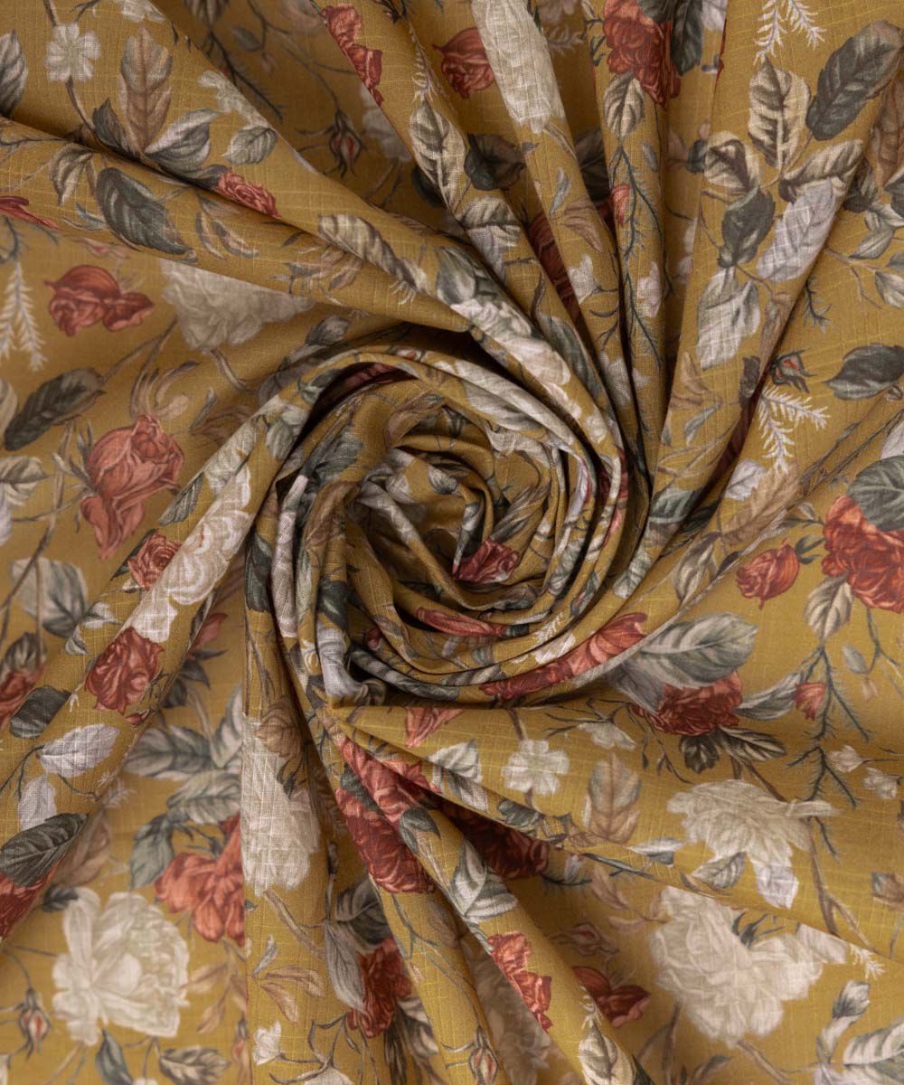 Textured Voile Yellow Printed Dupatta