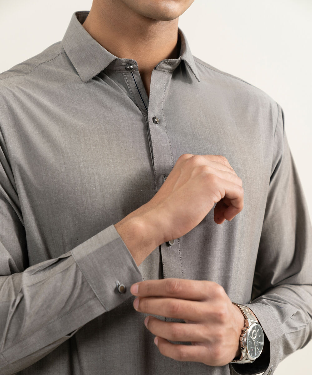 Men's mauve Blended Yarn Dyed Kameez Shalwar