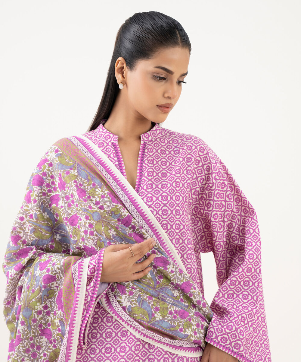 Women's Unstitched Light Khaddar Printed Multi Two Piece Suit