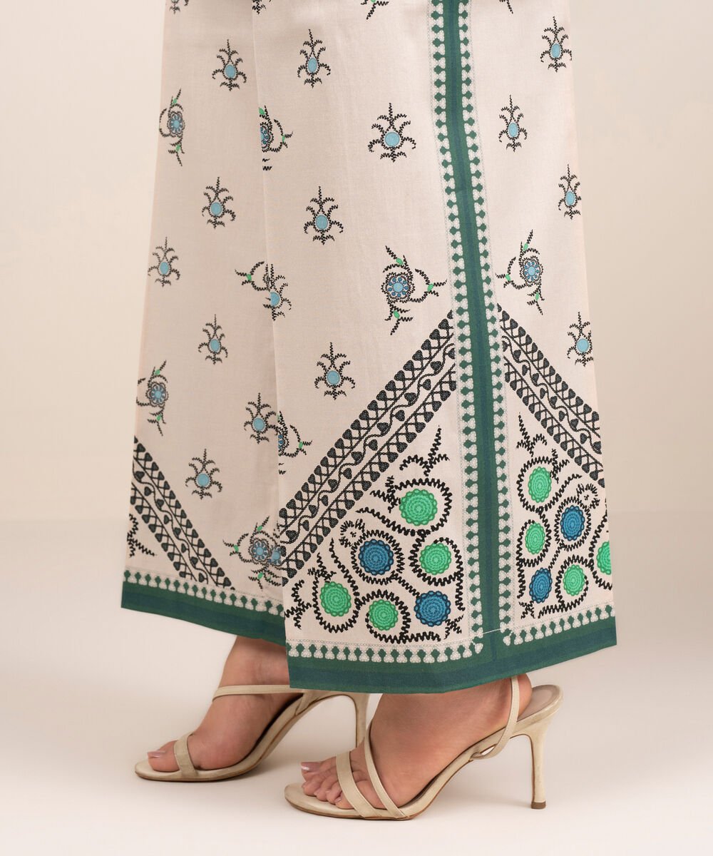 Women's RTW Cambric Printed Off White Culottes