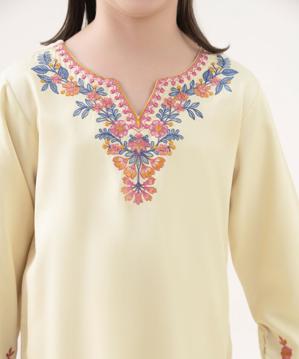 Girls Viscose Marina Cream Dyed Kidswear Shirt and Trousers