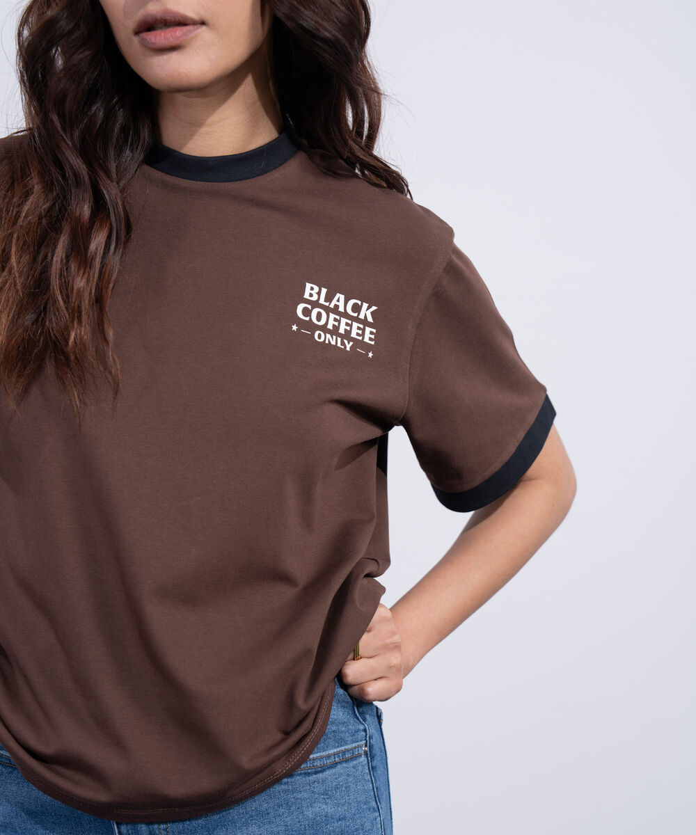 Women's Western Brown Ringer T-Shirt With Graphic