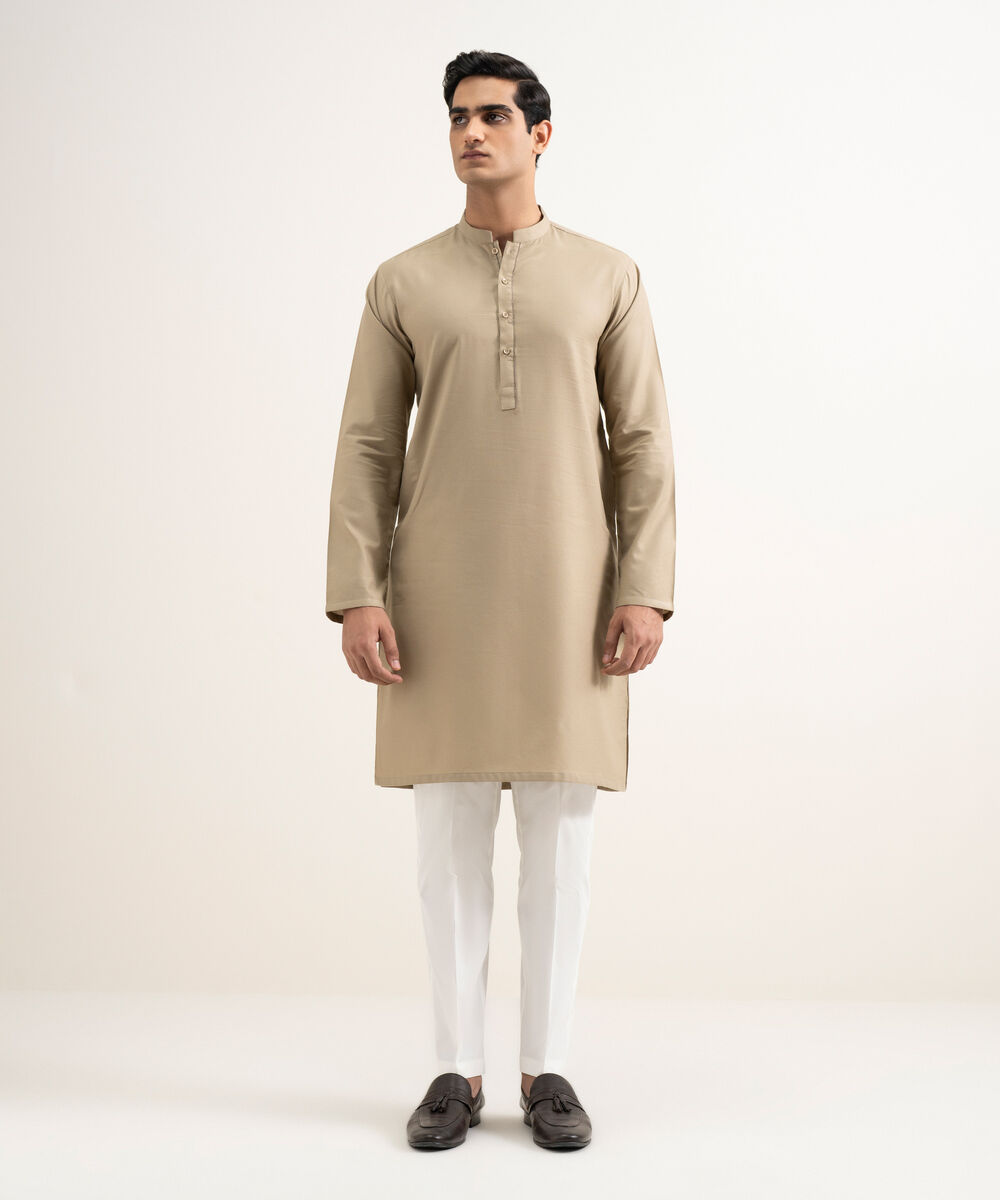 Men's Stitched Khaki Kurta