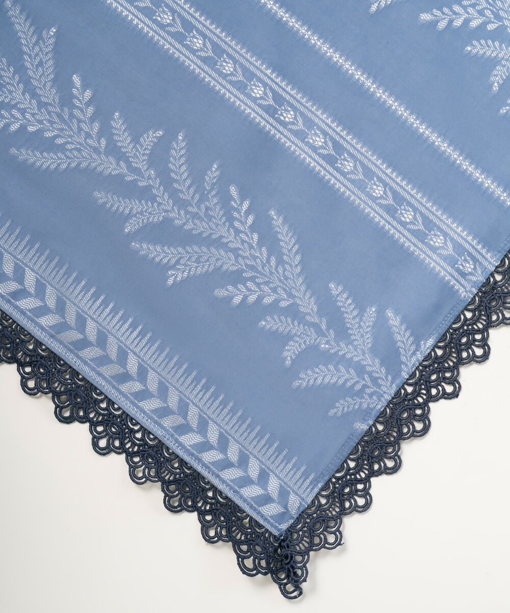 Extra Weft Jacquard Solid Blue Dupatta