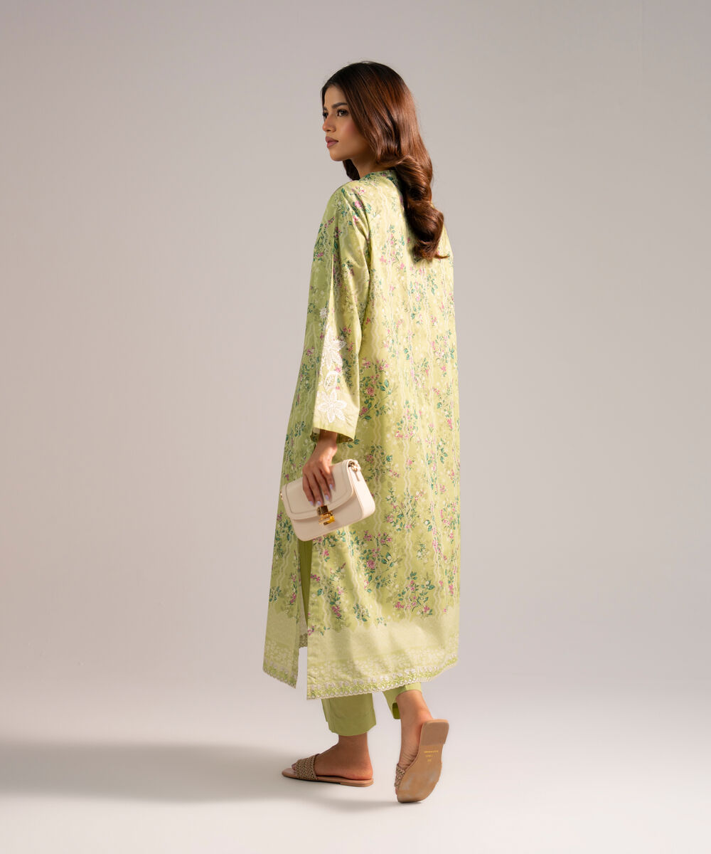 Women's RTW Zari Lawn Embroidered Green 2 Piece Suit