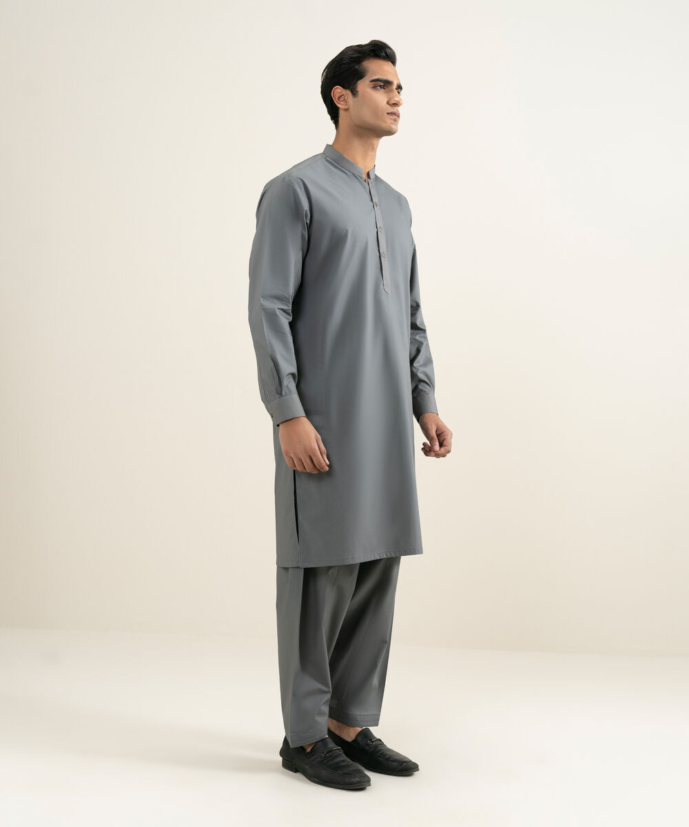 Men's grey 100% Cotton Kameez Shalwar