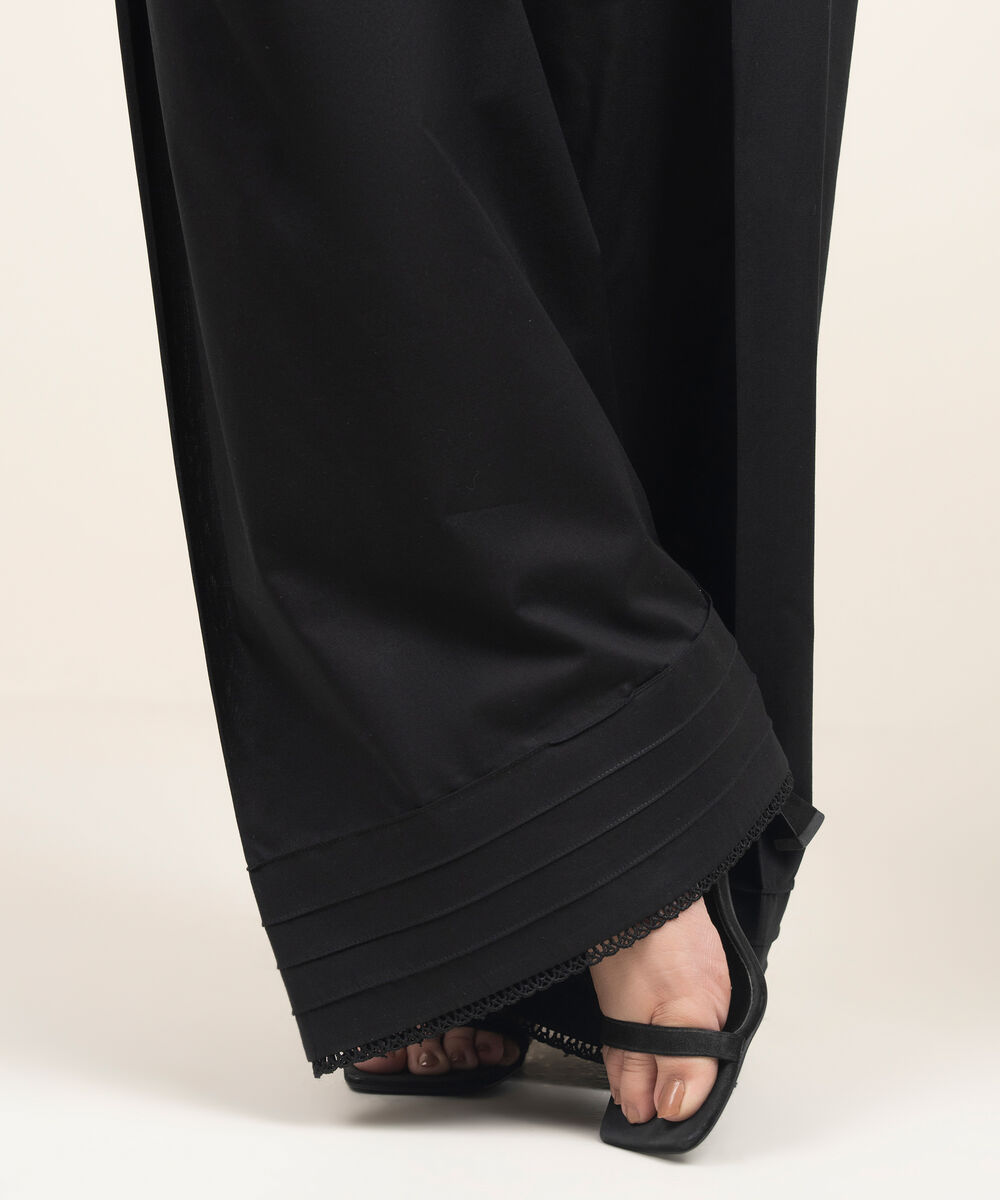 Women's RTW Lawn Solid Black Farshi Shalwar