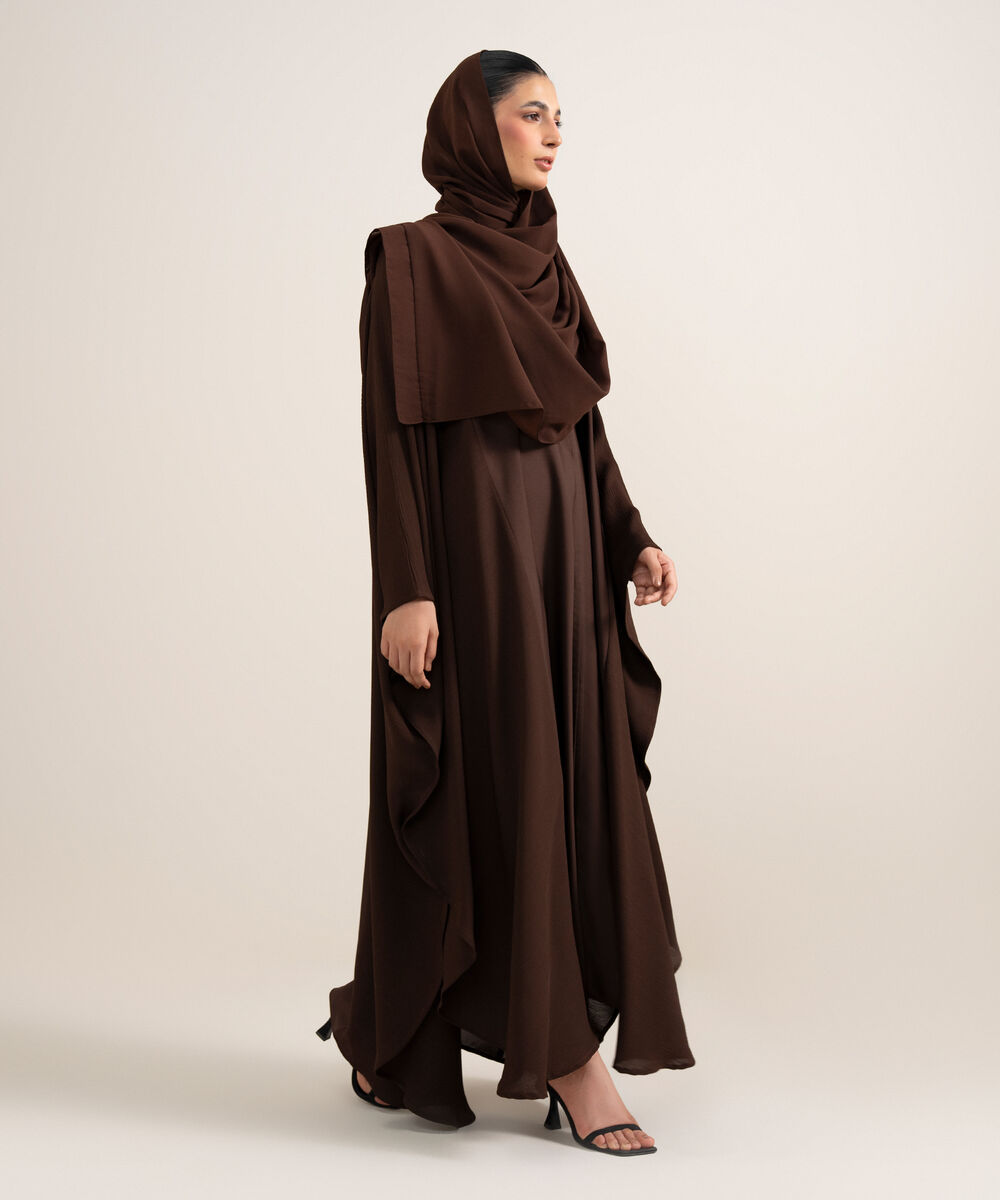 Women's Brown Kaftan Abaya Set