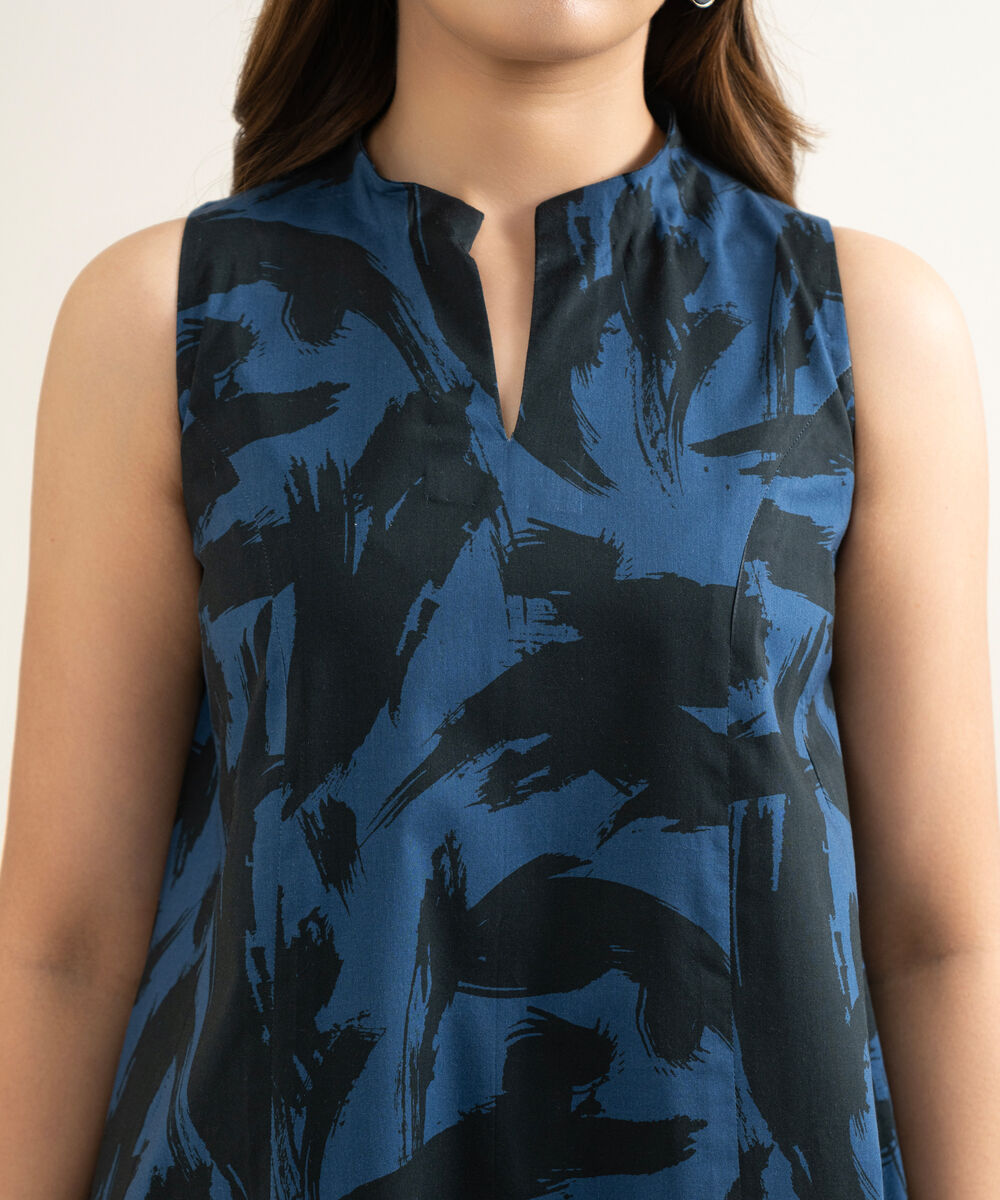 Women's Unstitched Lawn Printed Blue 3 Piece Suit