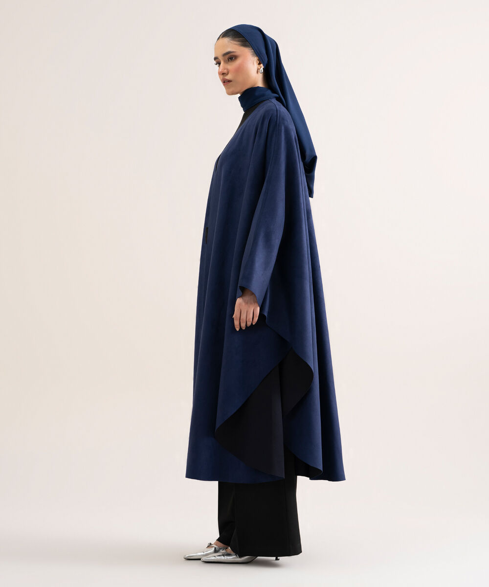 Women's Polyester Navy Blue Kaftan Abaya Set