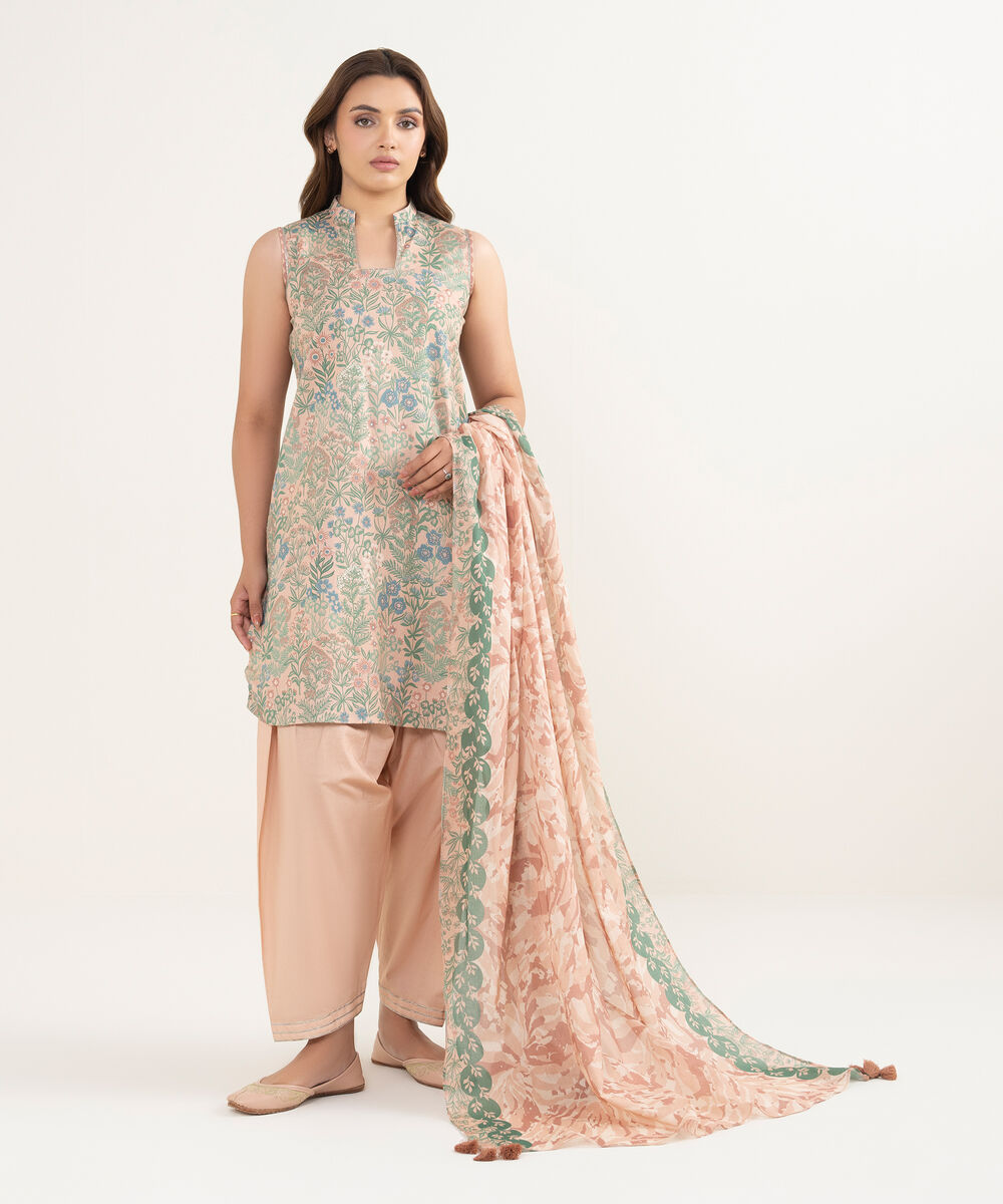 Women's Unstitched Lawn Printed Multi 3 Piece Suit