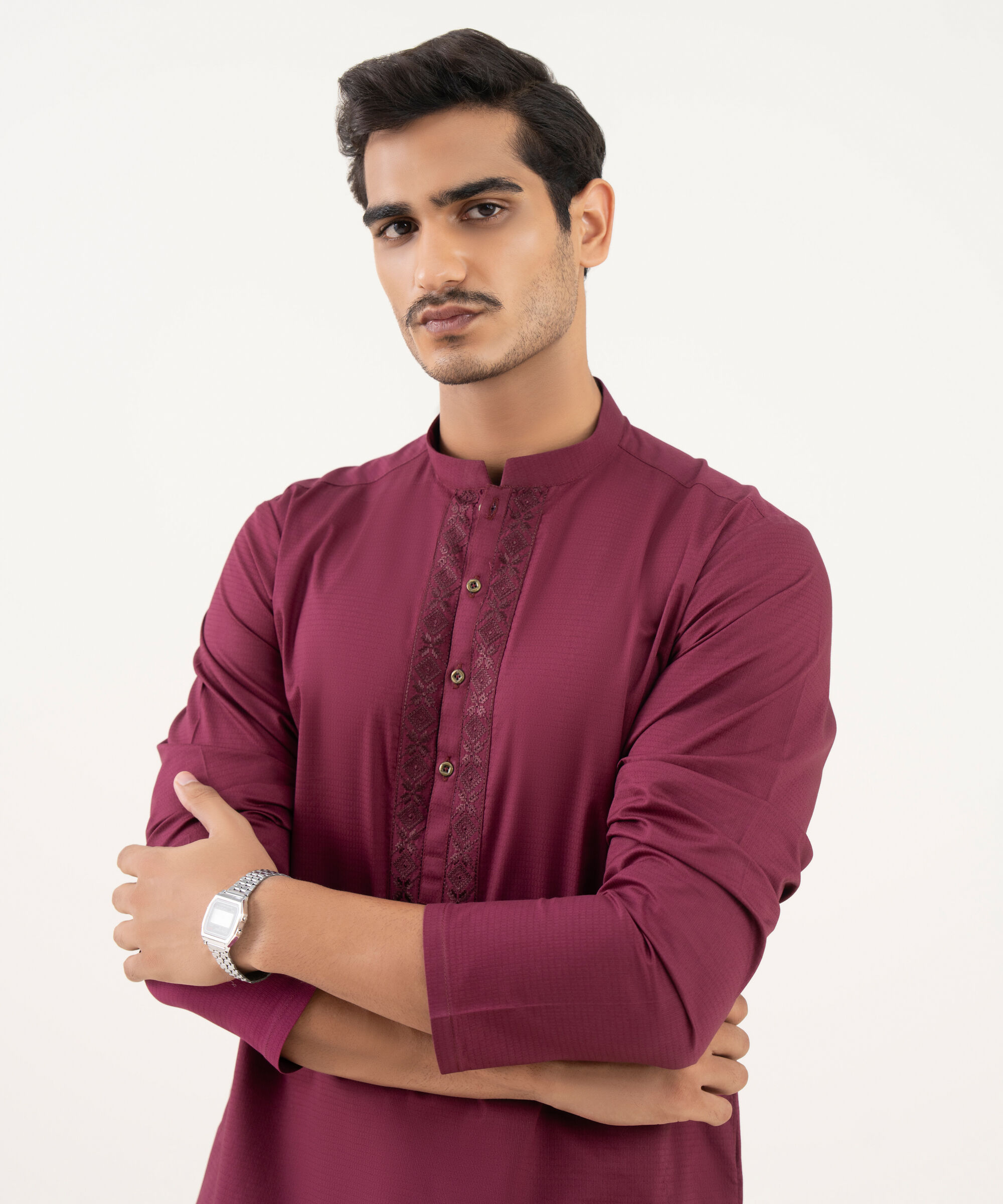 Sapphire - Embroidered Cotton Jacquard Kurta