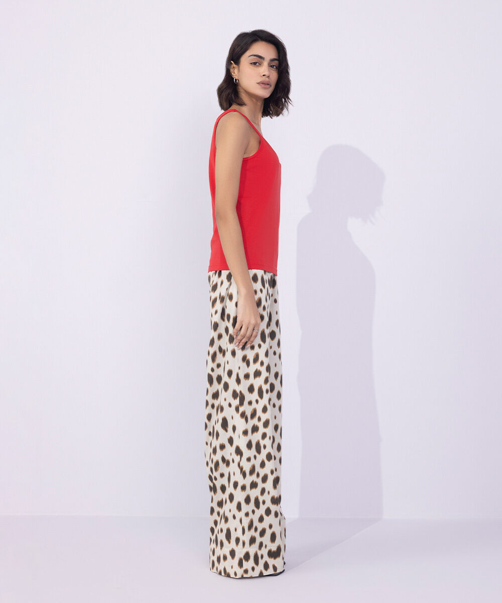 Women's Western Wear Red Sleeveless T-Shirt