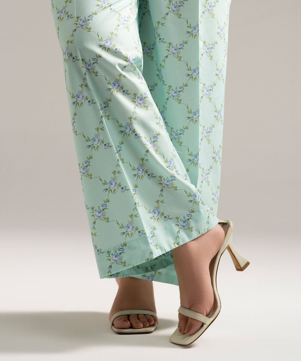 Women's RTW Cambric Printed Blue Culottes