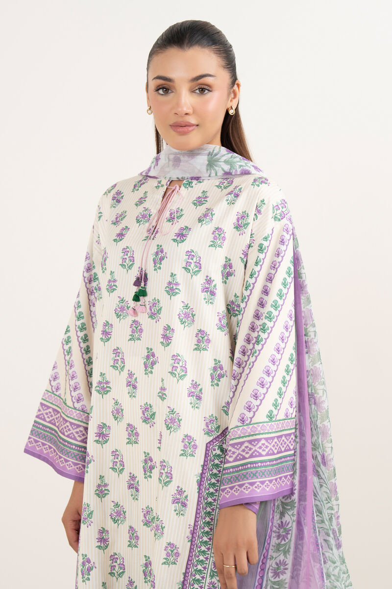 3 Piece - Printed Cotton Suit