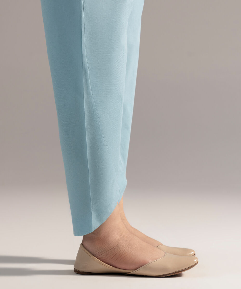 Women's RTW Cambric Solid Ice Blue Tulip Shalwar