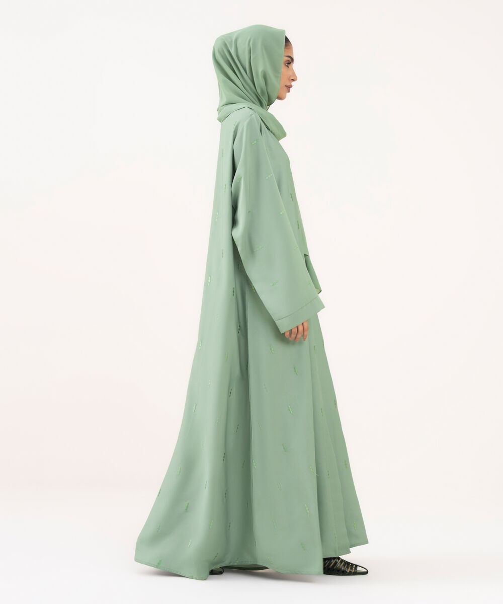 Women's Green Polyester Abaya Set