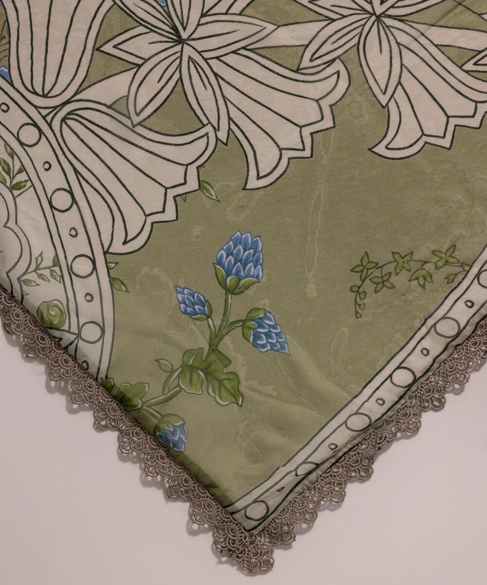 Blended Tissue Printed Green Dupatta