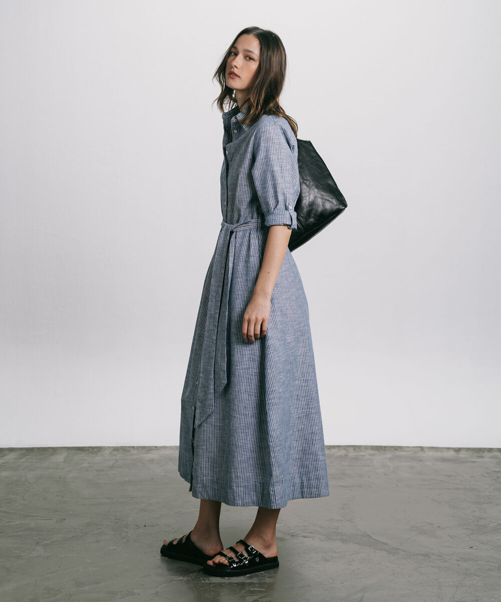 Women's Western Wear Blue Button Through Denim Dress