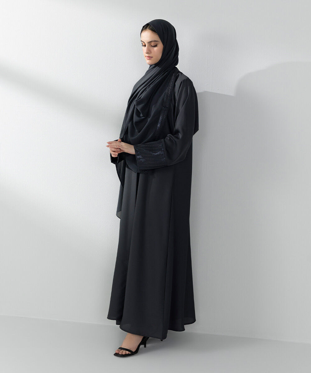 Woman - Grey Button Through Abaya