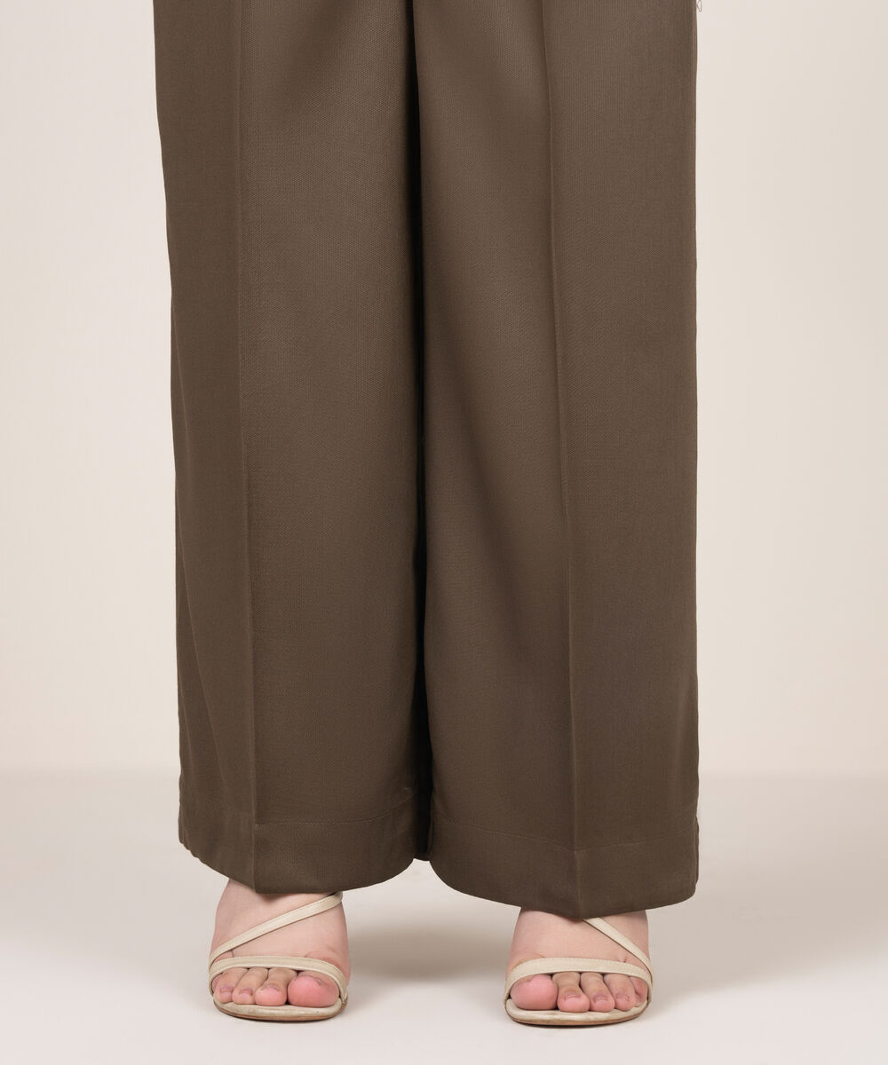 Women's RTW Bedford Solid Olive Green Culottes