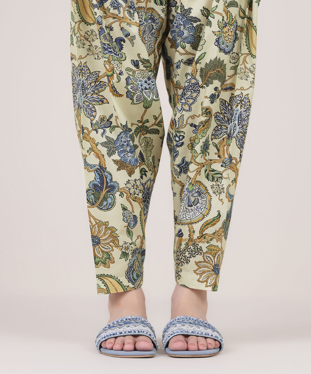 Women's RTW Cambric Beige Printed Shalwar