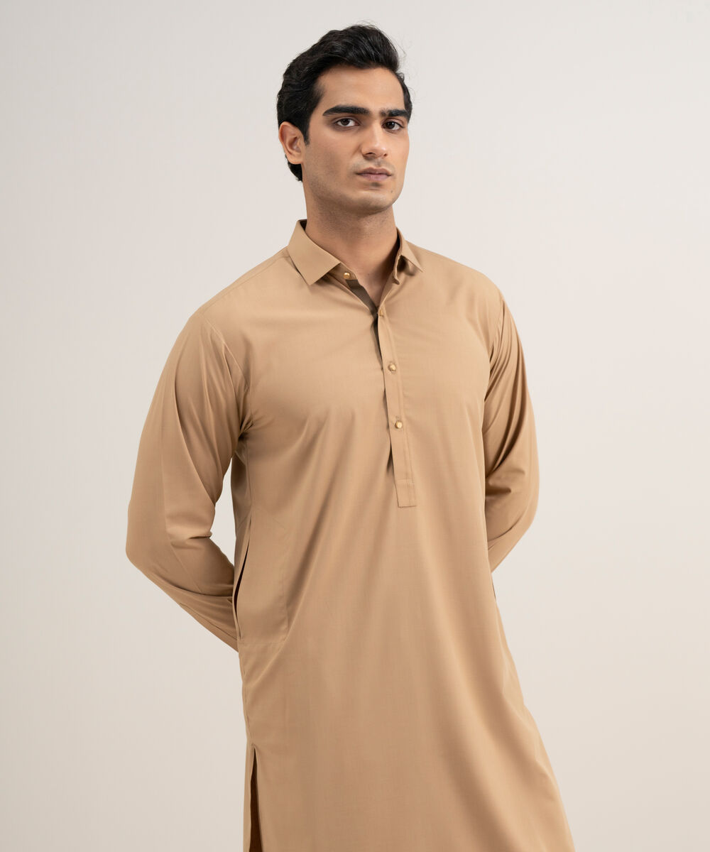 Men's Stitched Premium Wash & Wear Brown Suit