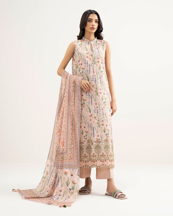 3 Piece - Embroidered Zari Lawn Suit