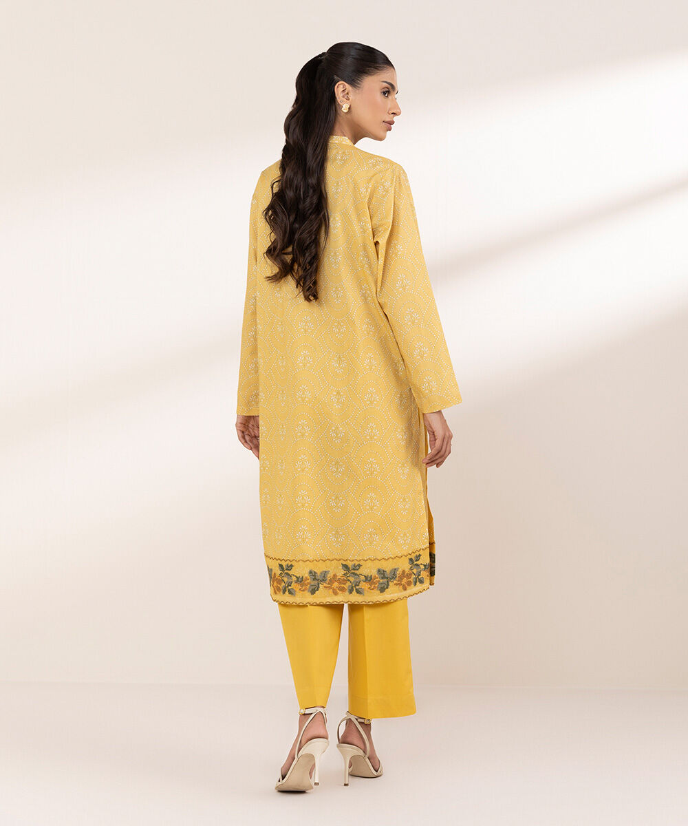 Women's RTW Cross Hatch Yellow Embroidered A-Line Shirt