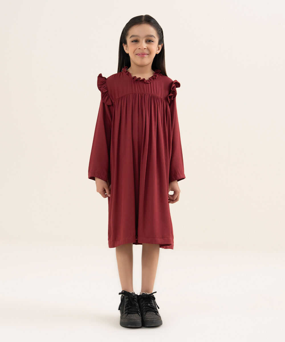 Girl's Bedford Solid Coral Frock