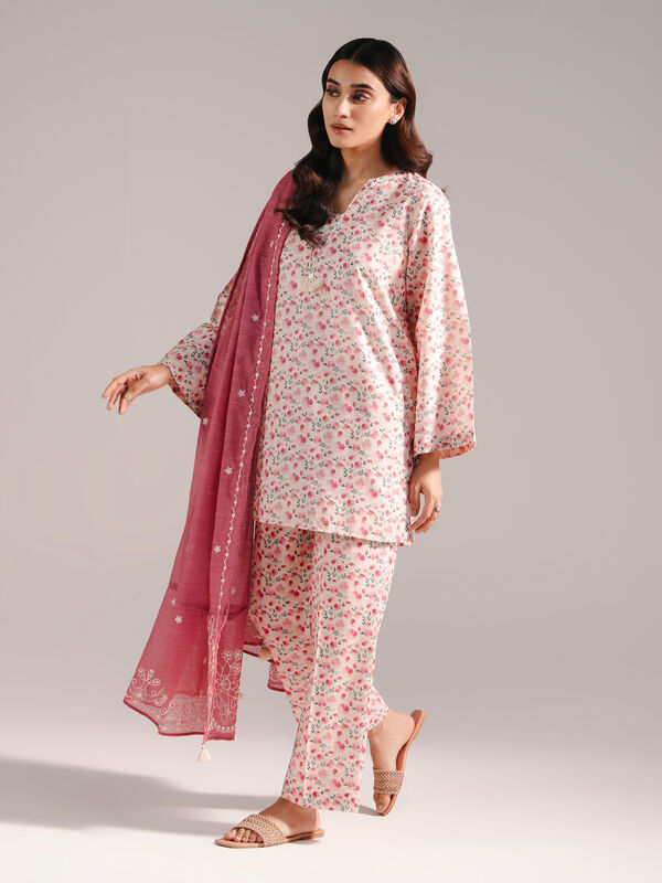 3 Piece - Printed Zari Lawn Suit