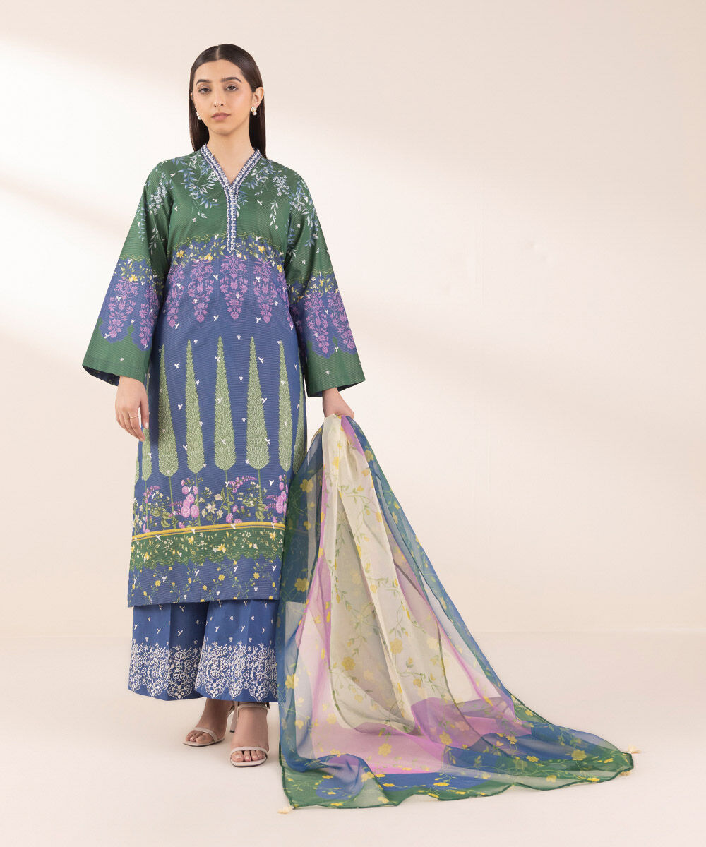 Woman - Multi Printed Organza Dupatta