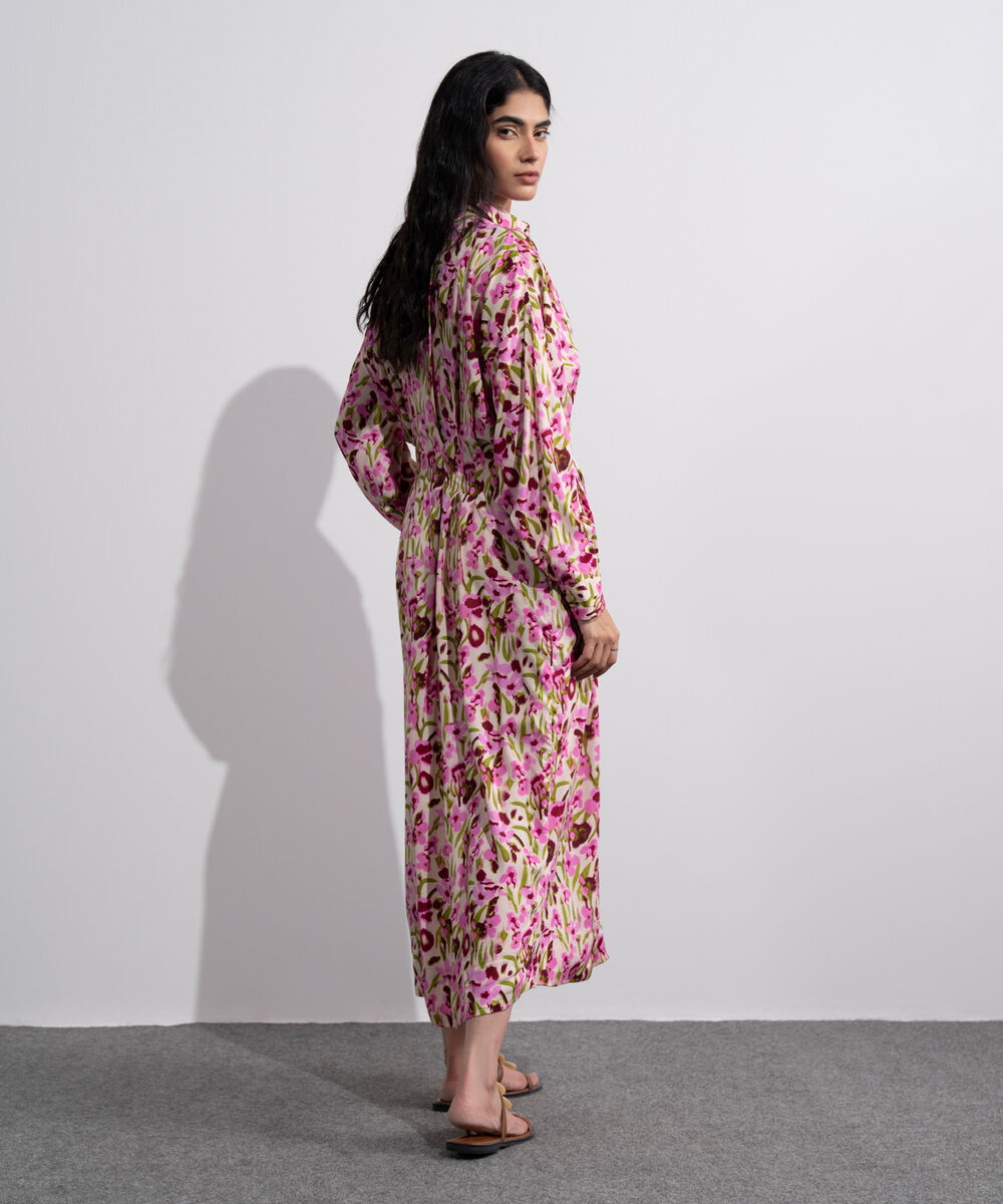 Women's Multi Printed Pleated Dress